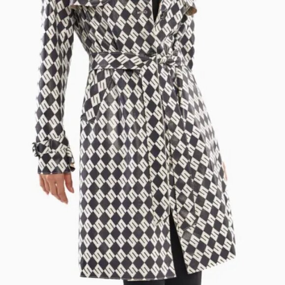 Black & White Geo Trench Coat - Picture 2 of 2